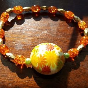 🌼🌼🌼🍊Orange/ Flower Power/ Bracelet🍊🌼🌼